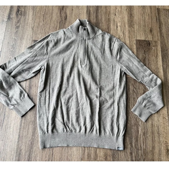 Eddie Bauer Men's Sweater Size Medium Brown Long Sleeve 1/4 Zip Pullover Sweater - Picture 2 of 9